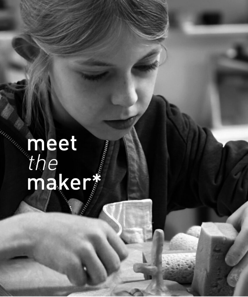 Meet the Maker* Moritz Popp black and white photo of him focused on making his monster hooks